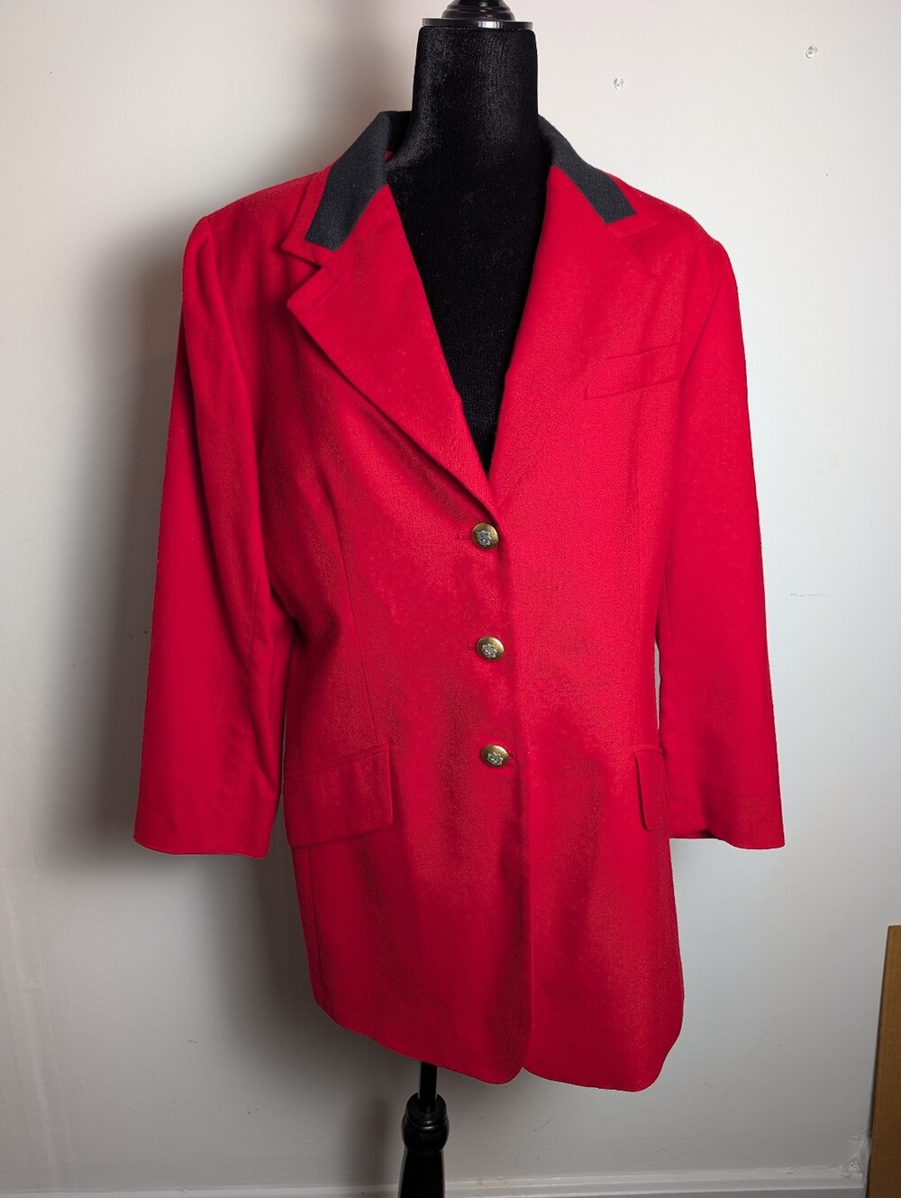 J.McLaughlin For Sanyo Vintage Red Black Wool Coldstream Guard Button Blazer